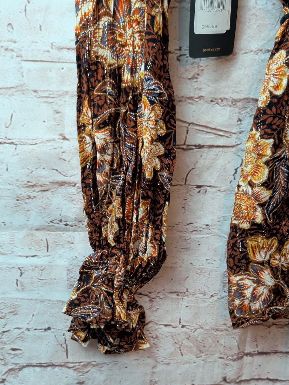 Shyanne Floral Peasant Blouse Brown and Gold Medium New Nwt - Picture 3 of 9